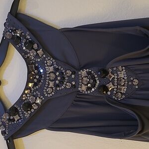 Express, M, Gray jeweled Top